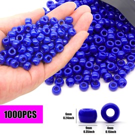 GMMA 1000 Pcs Royal Blue Plastic Craft Perforated Beads Bulk Rainbow Hair Beads, DIY Face Mask Pony Beads for Hair,DIY Bracelet Necklace Jewelry Making Supplies (Royal Blue)