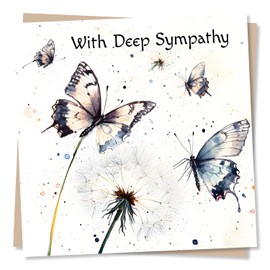 Beautiful and Delicate Deep Sympathy Card For Friend or Loved One - Butterflies, Nature, Dandelion - Grief, Loss - Condolences For Special Someone, Relative, Family, Colleague, Bestie, Partner