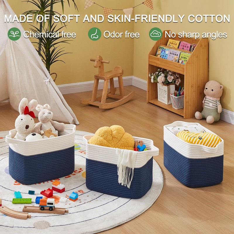 OIAHOMY Storage Basket, Woven Baskets for Storage, Cotton Rope Basket