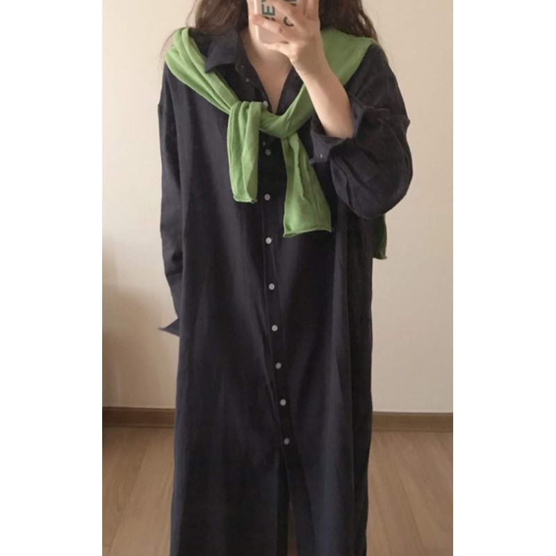 GGUHHU Womens Chic Button Down Rolled-Up Sleeve Long Cotton Blouse
