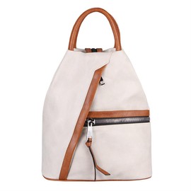 ITALYSHOP24.COM OBC Women's Backpack Shoulder Bag Leather Look Daypack Backpack Handbag Daypack City Backpack, beige / brown, shoulder bag