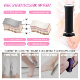 Hoquare Electric Foot File Hard Skin Remover, Professional Electric Foot Sander Pedicure Tools with 60 Sandpaper Discs,Adjustable Speed,for Dry Dead Skin Cracked Heels Calluses (Black)