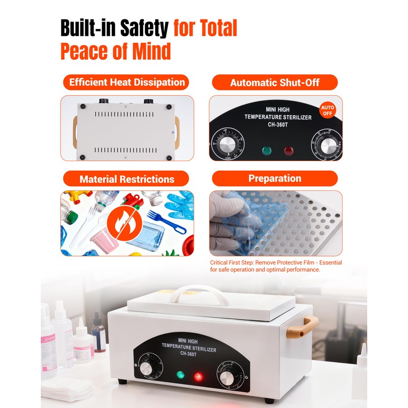 High-Temperature Cleaning Box for Metal Tools, 1.5L Capacity Dry Heat