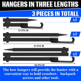 Cinnvoice 12 Pcs Tree Stand Bow Hanger Set Include 3 Pcs Folding Bow Hanger and 9 Pcs Bow Accessory Hook Holders, Tree Stand Bow Fall Hunting Accessories for Outdoors Hunting Sports Supplies, Black
