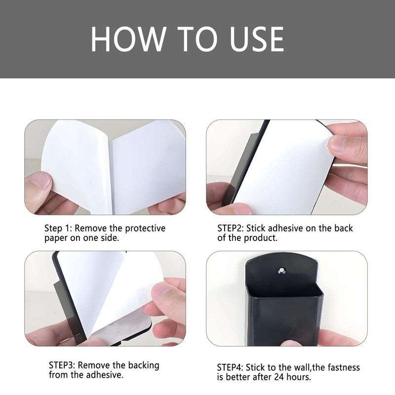 4 Pcs Wall Remote Control Holder, Black Remote Control Holder