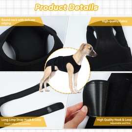 LeleTail Back Brace for Small Dogs - Adjustable Dog Spine Support Vest with 5 Support Rods, Breathable Fabric for Post-Op Comfort & Hip Support for Small Pets, Black XS