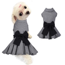 Dog Dress with Bowknot, Fashional All Weather Puppy Clothes Wedding Holiday Princess Pet Dresses for Small Dogs Cats Girl(XX-Small, White&Black)