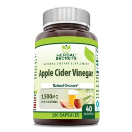 Herbal Secrets Apple Cider Vinegar Supplement | 1500 Mg Per Serving | 120 Capsules| Non-GMO | Gluten Free | Made in USA