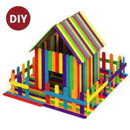 Vinsani 300pcs Coloured Wooden Lolly Sticks – Smooth Craft Popsicle Kids Lollipop Sticks - Perfect for Desserts (Ice Creams, Cakesicles, Lollypops), Kids DIY Art Project and Crafts – 11.2 X 1CM