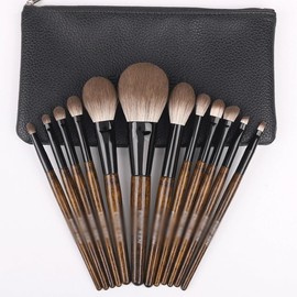 Juego de 12 brochas maquillaje, juego completo brocha profesional súper suave portátil for sombra ojos                                                