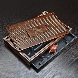 Chinese Gongfu Tea Table Set With Water Storage Drainage Drawer - Wooden Tray for Home Office