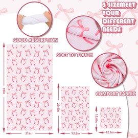 JarThenaAMCS Pink Bow Bathroom Towels Set of 3 Watercolor Bowknot Coquette Absorbent Towels Bath Hand Towel Wash Cloth for Beach Swim Shower Drying