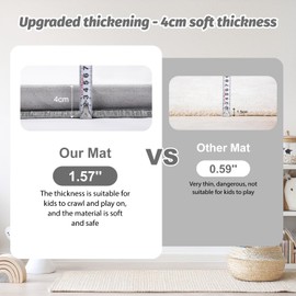 BabyAlly Baby Play Mat, Premium Thick Foam Crawling Mat, Thicken Soft Baby Play Mats for Floor, Non-Slip Cushioned Baby Playmat for Infants, Babies, Toddlers, Mat for Living Room (Grey, 52 x 48 in)