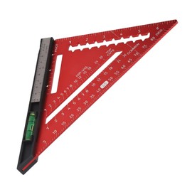 7 Inch Rafter Square with Level Aluminum Alloy Detachable Triangle Square Ruler for Woodworking (Red)