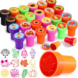 Jenaai 24 Pcs Fall Stampers for Kids Fall Party Favors Autumn Self Ink Stamps Bulk Thanksgiving Party Favors Assorted Kids Stamps Toys for Gift Goody Bag Filler Treats, Classroom Rewards