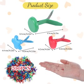 Yylaiire Pack of 200 Mini Heart Brads, 5 mm Pattern Clips, Metal Colourful Brads, Metal Pattern Bag Clips, Brads Paper Fasteners for Scrapbooking, Letter Clips, Crafts, DIY Crafts