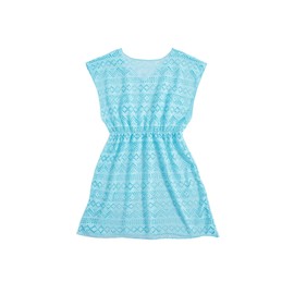 Milumia Girl's Eyelet Hollow Beach Coverups Swimsuit Swimwear Cover Up Blue Solid 8 Years