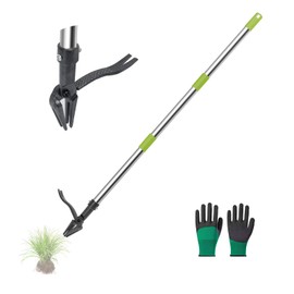 Rlipily Weed Puller Tool Stand Up Weed Puller Tool with 3-Section Steel Handle & 4-Claw Steel Head Manual Weeder for Lawn and Garden (Steel)