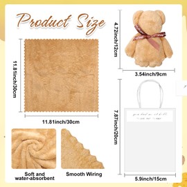 TANEMUDO 52 Pcs Bear Bath Towel Gift with Bags for Wedding Graduation Valentine Soft Coffee Coral Fleece Hand Towels for Baby Shower Birthday Souvenir Supplies