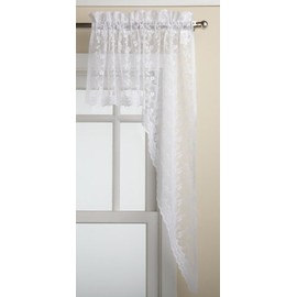 Lorraine Home Fashions Priscilla 130-pulgadas x 63-Pulgadas Ruffled Pair, Blanco, Swag 60" x 38", 1