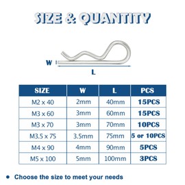 Tugermoola 10PCS M3x70 Heavy Duty 304 Stainless Steel Cotter Pins R Clip Pin Fastener Clips OLA031-3X70