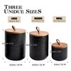 JOJUNO Black Ceramic Canister Set with Wooden Lid, 3-Piece Airtight