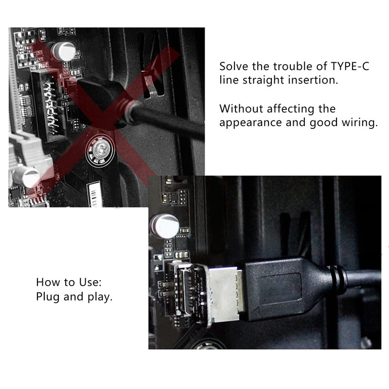USB 3.1 Front Panel Internal Connector Type E 90 Degree