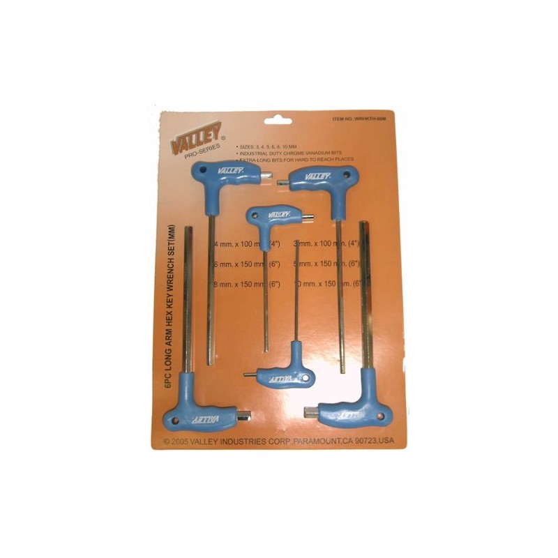 6 Pc Long Arm Hex Key Wrench Set- METRIC