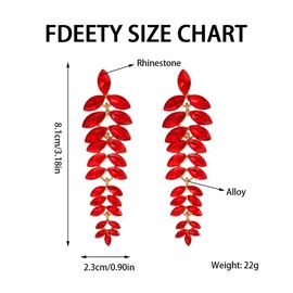 FDEETY Crystal Earrings for Women Long Hanging Crystal Earrings Hanging Wedding Bridal Rhinestone Earrings Fashion Jewellery, 金合金