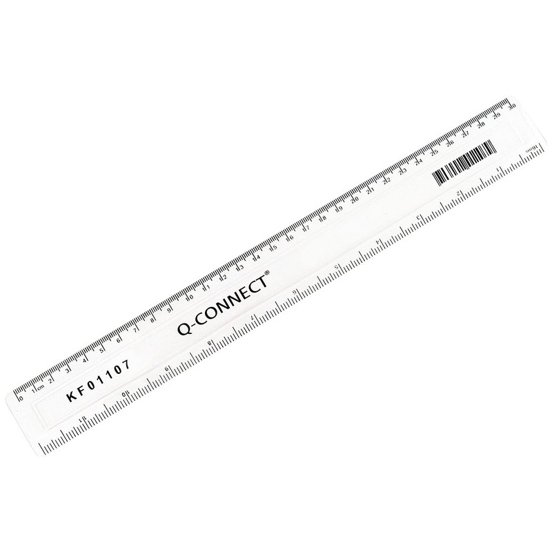 Q-Connect Acrylic Shatter Resistant Ruler 30cm Clear (Pack of 10)