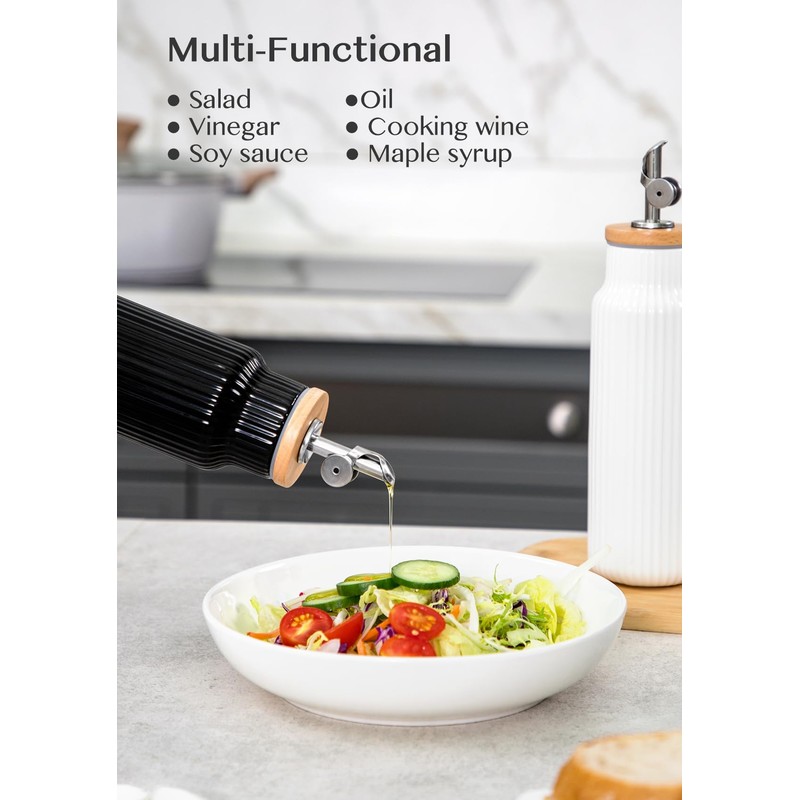 Nucookery Ceramic Olive Oil Dispenser Bottle for Kitchen, 14 oz