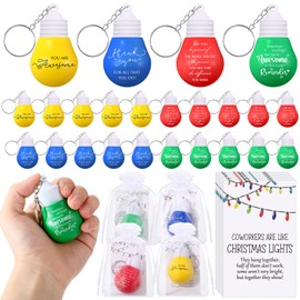 40 Set Christmas Coworker Gifts Light Bulb Keychain, 4 Styles
