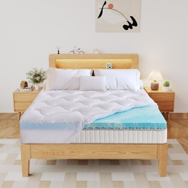 Erdoru Pillow Top 3 Inch Memory Foam Mattress Topper Queen, 2 Inch Cooling 5-Zone Gel Memory Foam Plus 1 Inch Down Alternative Pillow Top Mattress Topper, Support for Back Pain