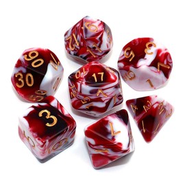 DND Dice Set Red Mix White Dice for Dungeon and Dragons D&D MTG 7-Die RPG Polyhedral Dice