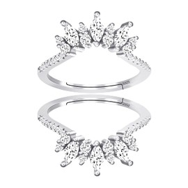 925 Sterling Silver Stack Wedding Band Engagement Anniversary Ring Enhancer for Women and White Gold Plated (Size 7)