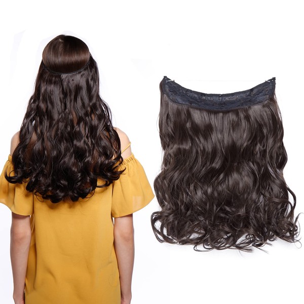 24inch Long Curly Hairpiece Wire in Hair Extensions No Clip