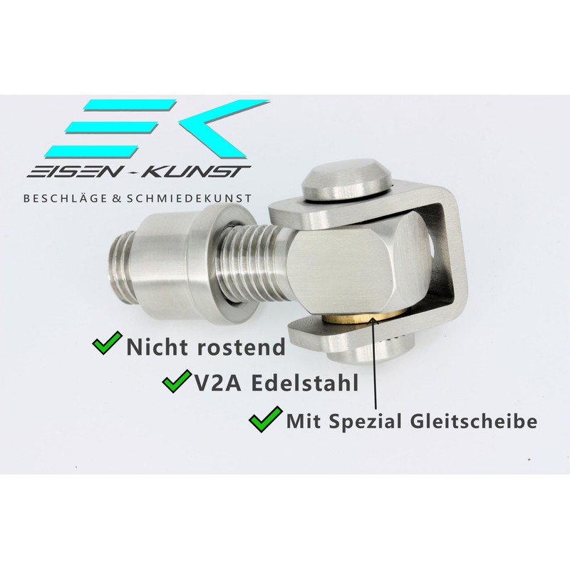 UHRIG Gate Hinge Stainless Steel M16 V2A Steel Hinge, Adjustable