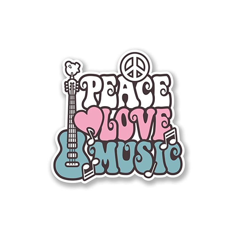2 x 10cm/100mm Love Peace Music Window Cling Sticker Car