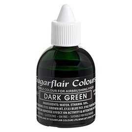 Sugarflair Airbrush Colouring Lebensmittelfarbe Dark Green - Essbare Lebensmittel Farbe Flüssig, Airbrush-Farbe für Kuchen, Cupcakes, Zuckerguss und Kuchendekorationen - 60ml