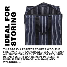 DOUBLE R BAGS Multipurpose Extra Large Big Heavy Duty Storage Organizer Reusable Canvas Shopper Bag With Strong Handles And Base With Covers Zip (Pack Of 1, Navy), Blue