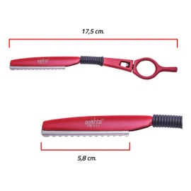 Porta Navaja Para Corte Y Texturizar Cabello, Dedo Giratorio Color Rojo