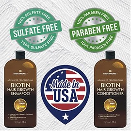 First Botany, Biotin Champú para el crecimiento del cabello, acondicionador anti pérdida de cabello, fórmula engrosante de colágeno y células madre pa