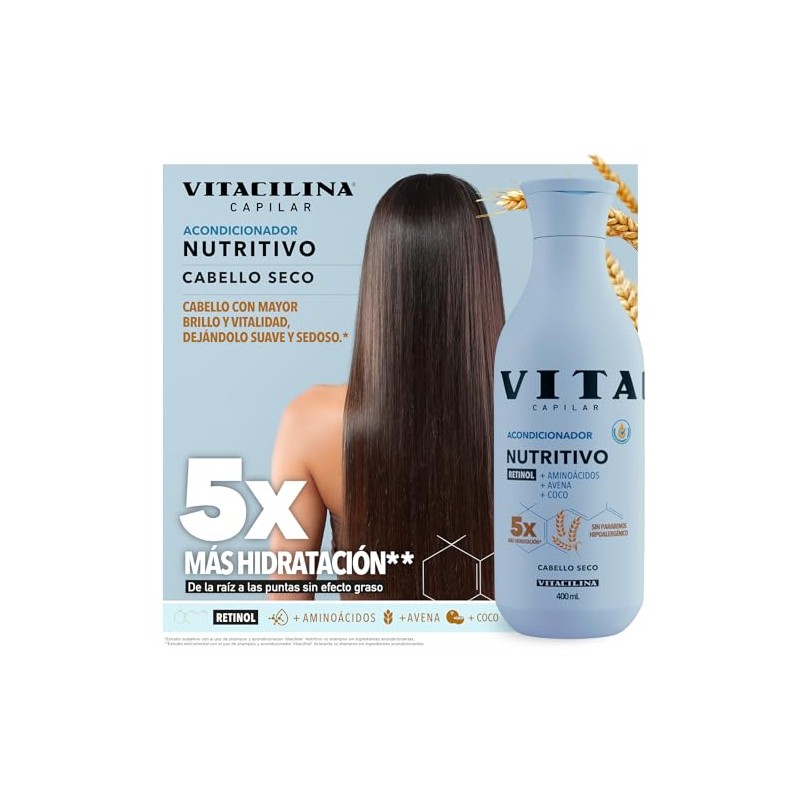 Vitacilina Acondicionador Nutritivo de Avena y Coco, Botella de 400ml