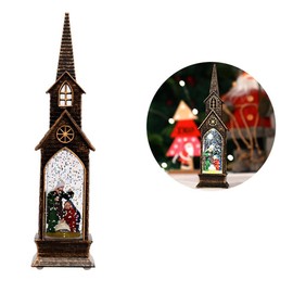 Christmas Church Wind Lantern Light Decorative Christmas Lamp Ornament for Tabletop Cabinet