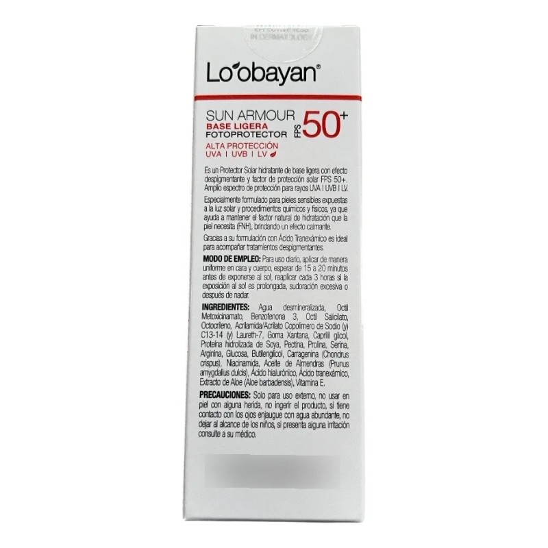 Loobayan Protector Solar Con Despigmentante 50+ Fps