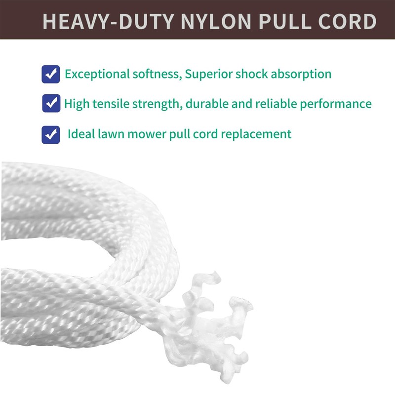 hiSpkNix 6-Pack 3.9ft Recoil Starter Rope with Handle – 4mm