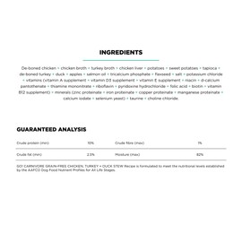 Go! Solutions Carnivore Grain-Free Chicken, Turkey + Duck Stew, Our Highest-Protein Wet Dog Food Made with Natural, Real Meat Ingredients, Suitable for Puppies, Adults, & Seniors, 12.5 oz