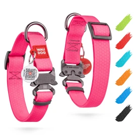 WAUDOG Dog Collar Waterproof Adjustable for Large / Small / Medium Dogs and Puppies with Metal Clasp