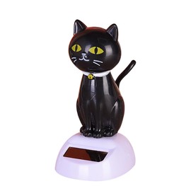 BWESOO Black Solar CatDoll Dancing Cat,Figure Car Ornament,Dancing Ornaments Solar Powered Car Decoration, Desktop Deco, Gift Window Party Car,Desk Home Furniture for Display