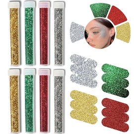 8X Kids Glitter Tubes, Fine Glitter for Slime, Resin, Nails, Wax Melts, Red, Green, Gold, Silver Glitter Shakers for Christmas Crafts, Arts & DIY Projects